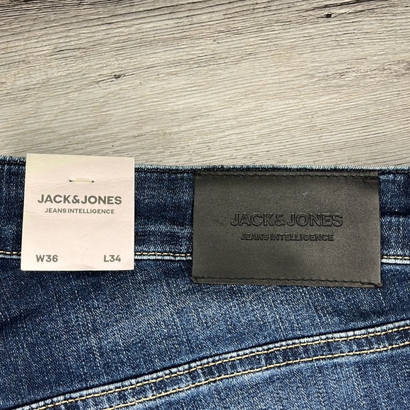 36/34 Jack and Jones Jeans Slim/Glenn Blue Denim - Picture 2 of 9